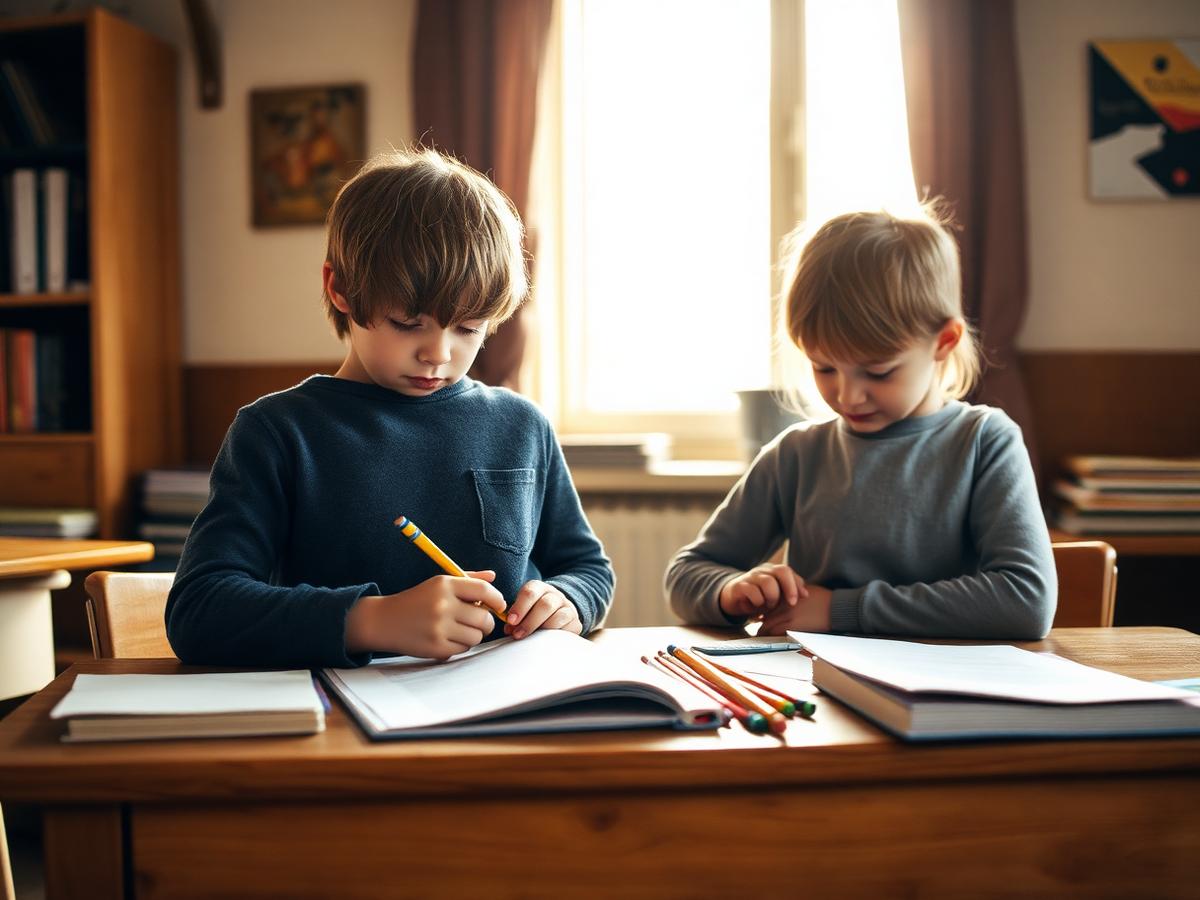 Twee leerlingen werken samen aan een opdracht