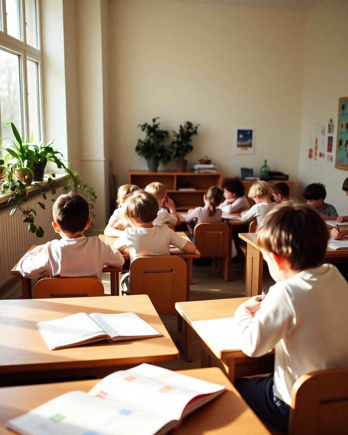 Kinderen aan het werk in een lichte klas